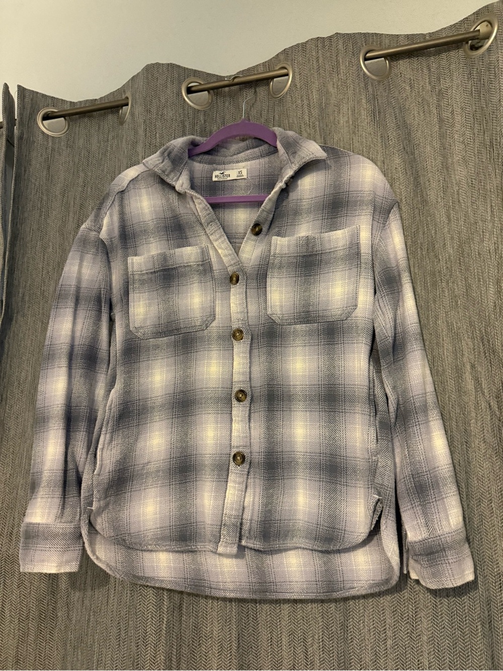 Hollister Lavender Plaid Button-Up Top